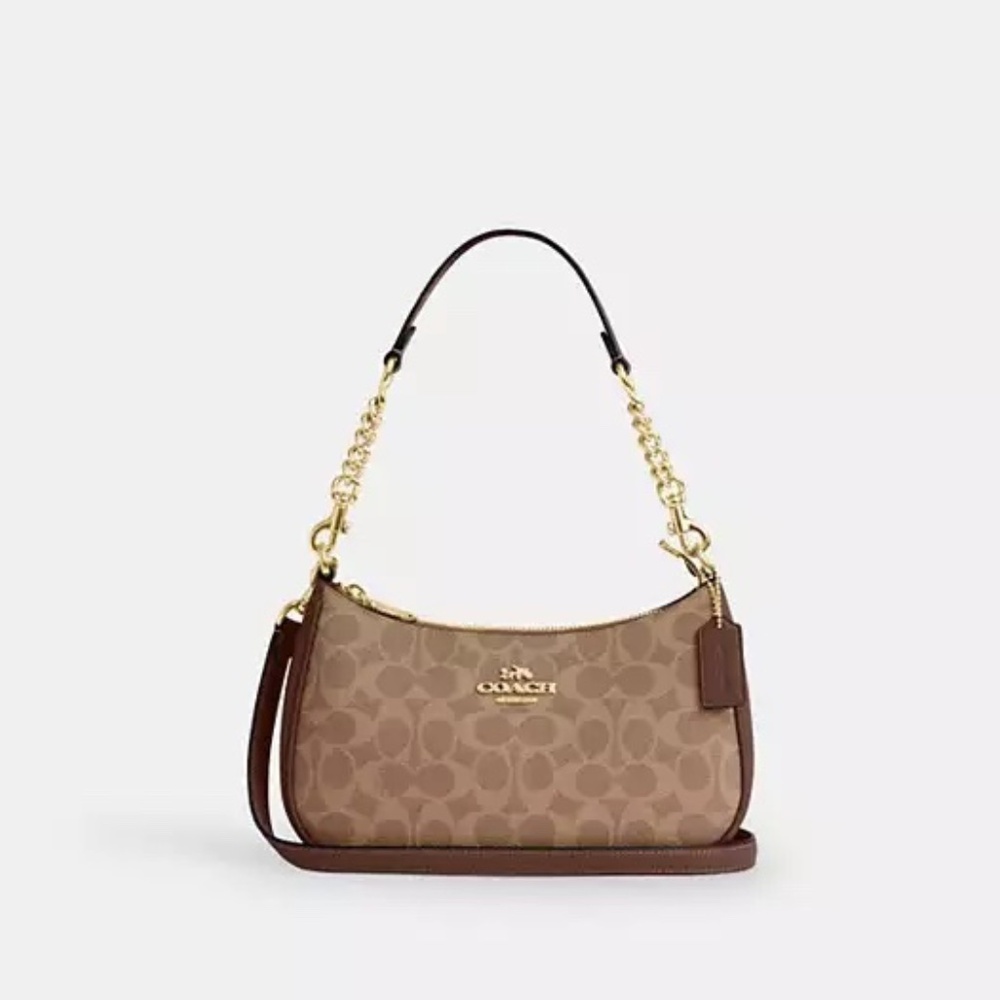 Coach Teri Shoulder Bag In Signature Canvas Tan/Brown